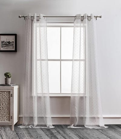 Luxe Grijze Raamgordijnen met 3D Lurex Versiering - 193x214 cm