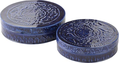 J-Line doos Nag - metaal - blauw - set van 2