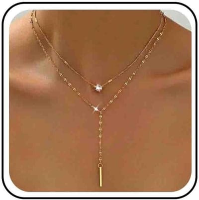 Lange druppelvormige halsketting met zirkonia, minimalistisch ontwerp in goud voor dames, elegante en delicate stijl