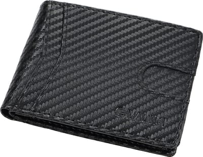 Malinsi® Portemonnee Heren Zwart Carbon - Portefeuille Mannen uitschuifbaar - Pasjeshouder met Muntvak - Portemonnees Cadeau - Pasjeshouders