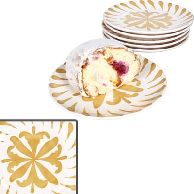 Set van 6 forest oker steengoed gebaksbordjes voor 6 personen - 23105918