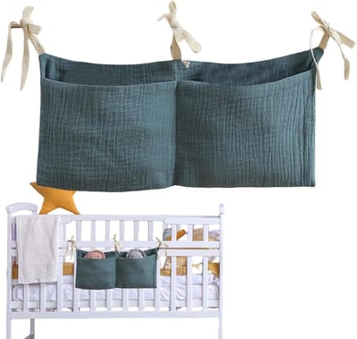 Wieg Opbergtas - Luier Organizer - Babykamer Organiseren - Waterdichte Voering - 38 x 18 cm - Donkergroen