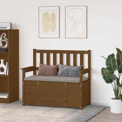 vidaXL - Bankje - 112,5x51,5x96,5 - cm - massief - grenenhout - honingbruin