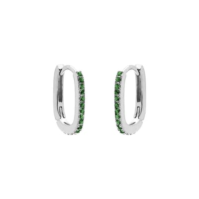 Karma Oorringen hoop ovaal zilver Groen