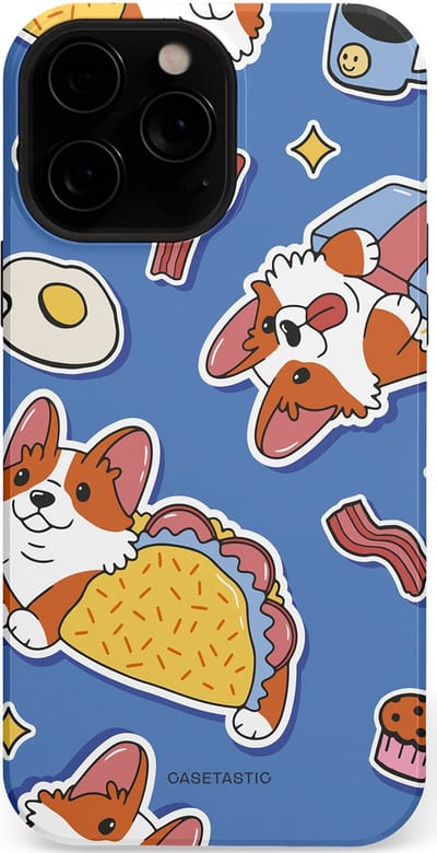 Casetastic Hoesje Geschikt voor Apple iPhone 13 Pro Max Magsafe - Stijlvolle Beschermende Duo-layer Case - Corgi en Snacks