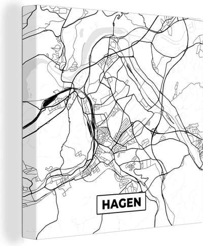 Canvas Schilderij Hagen - Plattegrond - Stadskaart - Kaart - 20x20 cm - Wanddecoratie
