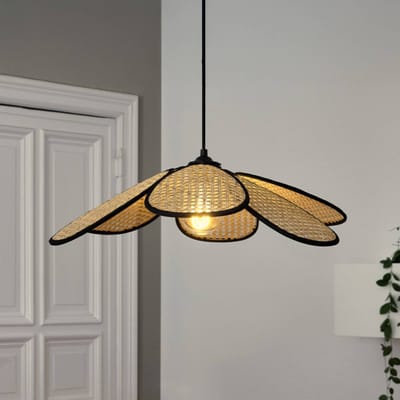 OSRAM DECOR Rattan Madelief Hanglamp 580mm E27 Bruin, Rattan, Metaal, natuurlijk, voor Woonkamer en Eetkamer