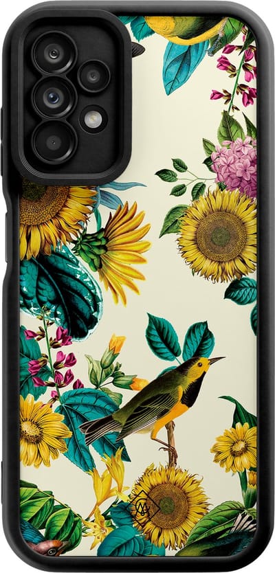 Casimoda® hoesje - Geschikt voor Samsung Galaxy A23 - Zonnebloemen / Bloemen - Zwart TPU Backcover - Bloemen - Multi