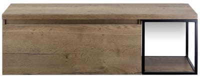 Frozen Badmeubelset 140 cm - Greeplijst in Kleur - Zwart Frame - Wastafelbovenblad Tabacco