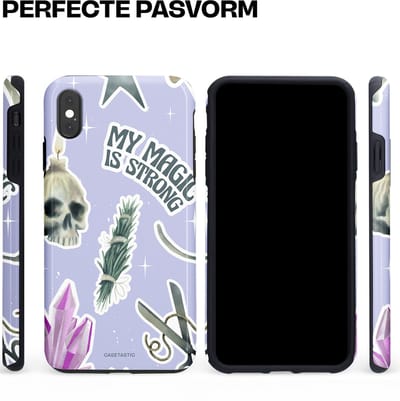 Casetastic hoesje geschikt voor Apple iPhone XS Max - Dubbellaagse bescherming - Lila Paarse Hekserij Strong Magic Sterren Collage - Fashion Case - Lila Lichtgrijs Wit