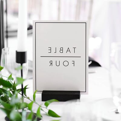 Bruiloft Tafel Nummers Houders & Kaarten 12 Pack - Wit Zwart