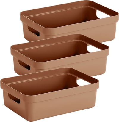 Sunware opbergbox Sigma - 6x - kunststof - 9 liter - terra - opberg dozen/bakken - opbergers - 35 x 24 x 12 cm