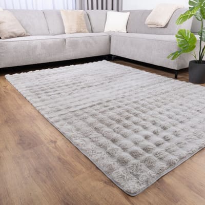Lichtgrijs Tapijt Zacht Hoogpolig Vloerkleed Koho Bubble - 200x290cm- Modern - Woonkamer - Salon - Slaapkamer - Eetkamer