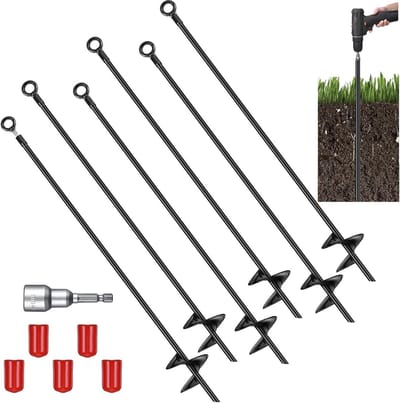 Lasnten 30 Inch Grondanker Spiraal Blade Heavy Duty Aarde Anker Kit Metalen Anker Haak Swing Set Wind Stakes Ideaal voor het vastzetten van dieren, schuilplaatsen, tenten, luifels, schommel sets