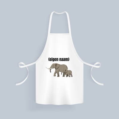 Akyol - olifant en kleine met eigen naam Keukenschort - Olifant - dieren liefhebber - iemand die houdt van olifanten - verjaardag - cadeau - kado - geschenk - 82 bij 71 cm