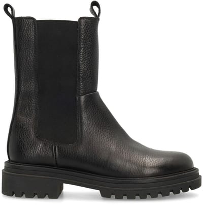 Manfield - Dames - Zwarte leren chelsea boots - Maat 36