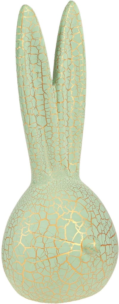Konijnenkop Paashaas decoratie mintgroen goud craquelé H28cm
