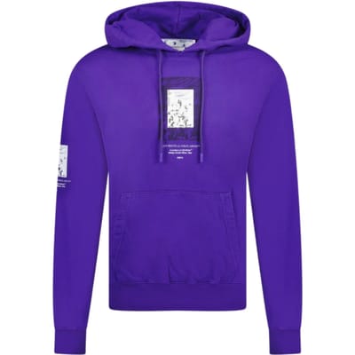 Gebroken witte verf spiegellogo slim-fit paarse hoodie