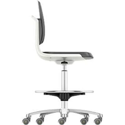 Labsit hoge bureaustoel, SKINTEC bekleding, wielen met vastzitting, B 450 x D 420 x H 560 - 810 mm, wit