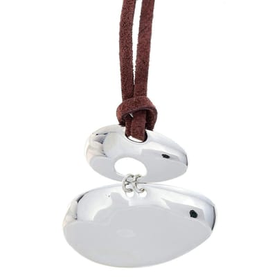Behave - Ketting Suède Bruin met Zilverkleurige Hanger - Minimalistische Stijl