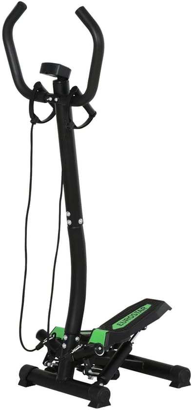 Roossentials step machine - Stepper - Up and down stepper - Fitness apparaat - Met 2 voetensteunen - Verstelbare pedalen - Zwart
