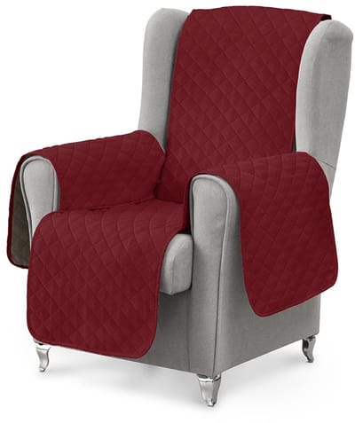 Fauteuilhoes 1-zits LUKA, Beschermhoes voor Relaxstoel & Oorfauteuil, Gewatteerde Stoelhoes 55 cm – Omkeerbare, Huisdiervriendelijk & Slijtvast – Kleur Rood