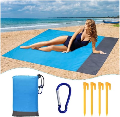 Famanu – Waterdichte strandmat - picknickdeken (210 x 200 cm) - ultralicht - draagbaar - stranddeken - zandvrij - picknickmat - outdoor deken voor strand - reizen - picknick - camping en wandelen