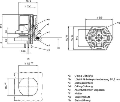 Lutronic 1229 Sensor/actuator inbouwconnector M12 Aantal polen (sensoren): 5 Bus, inbouw 1 stuk(s)