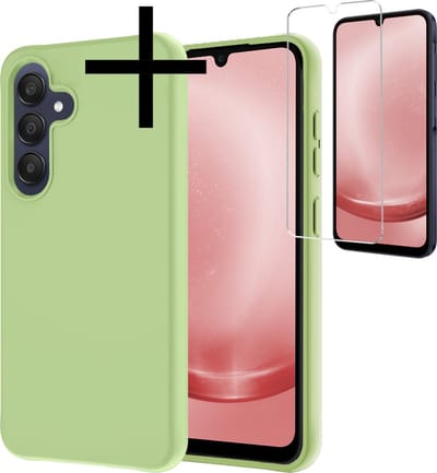 Hoesje - Met Screenprotector - Geschikt voor Samsung Galaxy A25 - Sterk & Shockproof - Back Cover - Siliconen Case - Telefoon Hoes - Groen