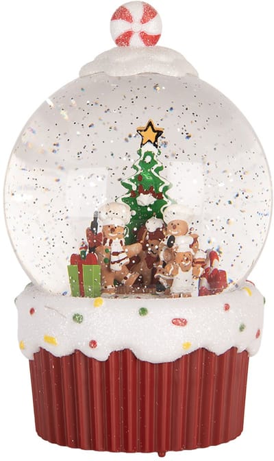 Clayre & Eef Kerstdecoratie met LED-verlichting en muziek Ø 12x20 cm / 3xAA Rood Kunststof
