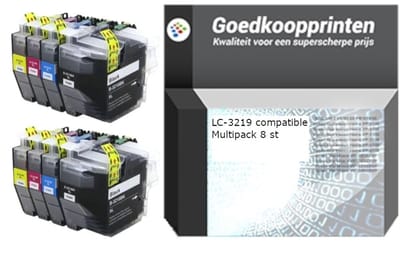 Huismerk Brother LC-3219XL inkt cartridges 2x4 Kleuren Multipack (250 ml)