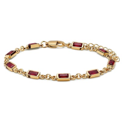 Prism | Goudkleurige armband met rode stenen van kristalglas