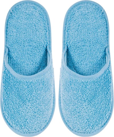 Badslippers Badstof Uni Pure met Zool Licht Blauw Maat 38 - 1 Paar