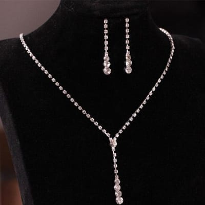 3 STUKS/PARTIJ Bruiloft Sieraden Sets Witte Strass Sieraden Verstelbare Kristallen Ketting Dames Bruids Ketting/Oorbellen gray
