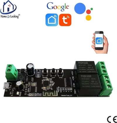 WiFi universele schakelaar 2 kanaals met bediening via APP en kan werken met spraakgestuurde apps. T-2019