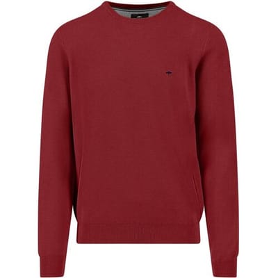 Fynch-Hatton Trui Fine Texture O-Neck Cotton Garnet Red / male