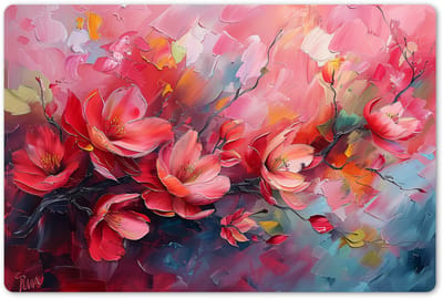 Placemats 45x30 cm - Placemat kunststof - 1 stuk - Bloemen - Roze - Natuur- Kunst - Abstract - Borden onderleggers - Decoratie voor op tafel - Keuken tafeldecoratie accessoires - Vinyl onderlegger - Tafelversiering