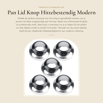 Dailygoods- Dekselknop Hoogwaardige Bakeliet - Warmtebestendig - Ergonomisch - Onderdeel voor Pannen - 5 Stuks - Eenvoudig te Reinigen - Dekselhandvat