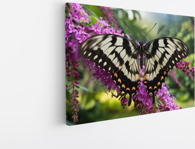 Saammp Canvas Schilderij - Vlinder - Bloemen - Dieren - 30x20 - Foto op canvas - Wanddecoratie - muurdecoratie Woonkamer - Slaapkamer decoratie - Canvas Print