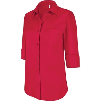 Kariban Overhemd in onderhoudsvriendelijk polykatoen-popeline 3/4-mouwen dames K558 - Classic Red - M