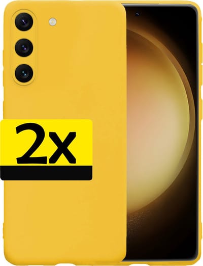 Hoesje - 2 Stuks - Geschikt voor Samsung Galaxy S23 - Sterk & Shockproof - Case Siliconen - Back Cover - Telefoon Hoes - Telefoonhoesjes - Geel