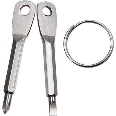 Porte-clés Tournevis Plat Phillips Portable Multi Mini Outil de Poche Gadget de Réparation argenté