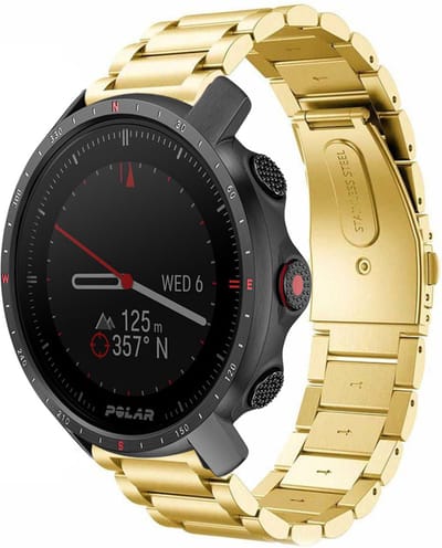 Strap-it Stalen schakel bandje - geschikt voor Polar Grit X / Grit X Pro / Vantage M / M2 / M3 / V3 - goud