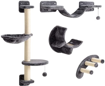 Wishdor - Kattenkrabpaal - pluche - meerdere niveaus - DARK GREY