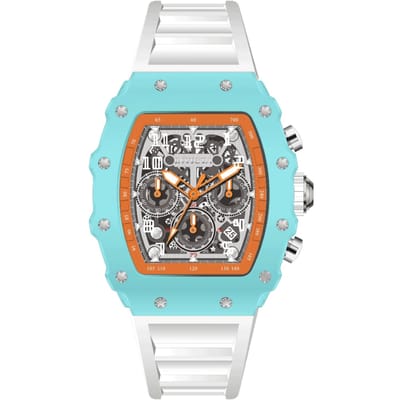 INVICTA Racing 69708 Herenhorloge - Quartz Uurwerk - Acryl met Zilveren Wijzerplaat - 43 mm