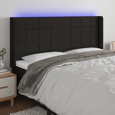 vidaXL - Hoofdbord - LED - 183x16x118/128 - cm - stof - zwart