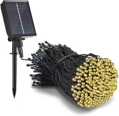 Zonne-energie lichtsnoer voor buiten - 10 m 100 leds warmwit - 8 verlichtingsmodi timer IP65 waterdicht tuindecoratie