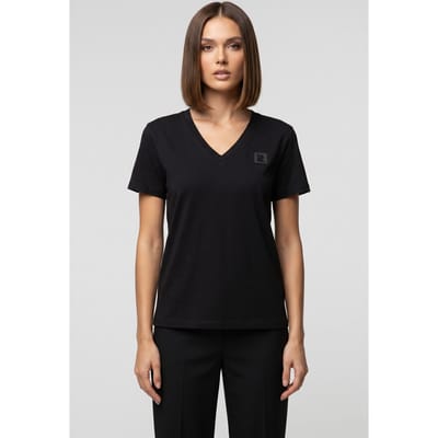 Karl Lagerfeld Rubber Patch V-neck T-shirt Black Taglia: XS | Maglie Sportivi Outlet | Donna | Nero