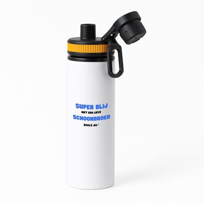 Hacebo® - super blij met een lieve schoonbroer zoals jij waterfles met draaidop oranje - Broer - de liefste schoonbroer - verjaardag - cadeautje voor broer - broer artikelen - kado - geschenk - water fles - 850ML