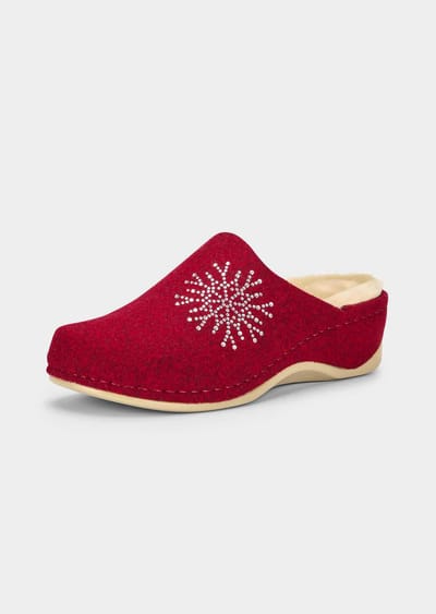 Pantoffels van wolvilt met glittersteentjes - bordeaux - Gr. 36 van Goldner Fashion